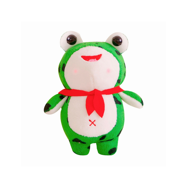 Green Frog Doll Plush Mini Soft Custom Keychain Laruan na may Regalo sa Scarf
