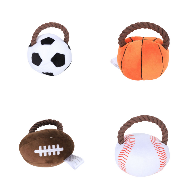 Kreatives Haustier-Pl&uuml;schball-Serienhund, quietschendes Kauspielzeug aus Baumwollseil