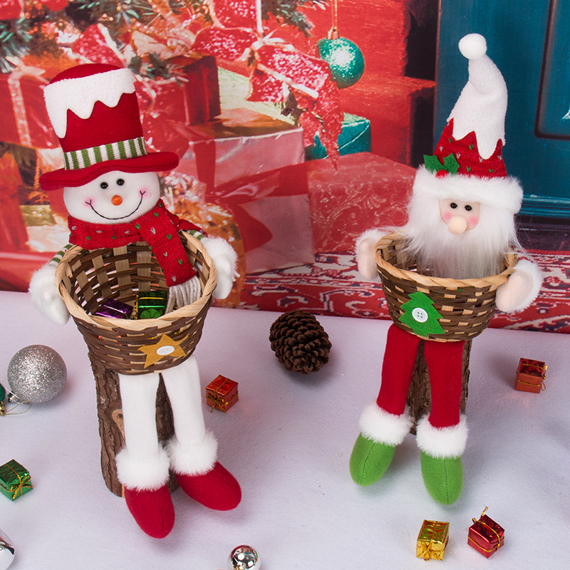 Maisi&uacute; T&aacute;bla Plush Stuffed Santa Claus Toy Doll Basket Candy Nollag