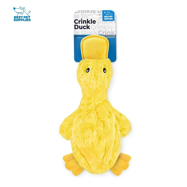 Crinkle no ripieno animale anatra con morbido ciotolo di peluche giocattoli gommosi