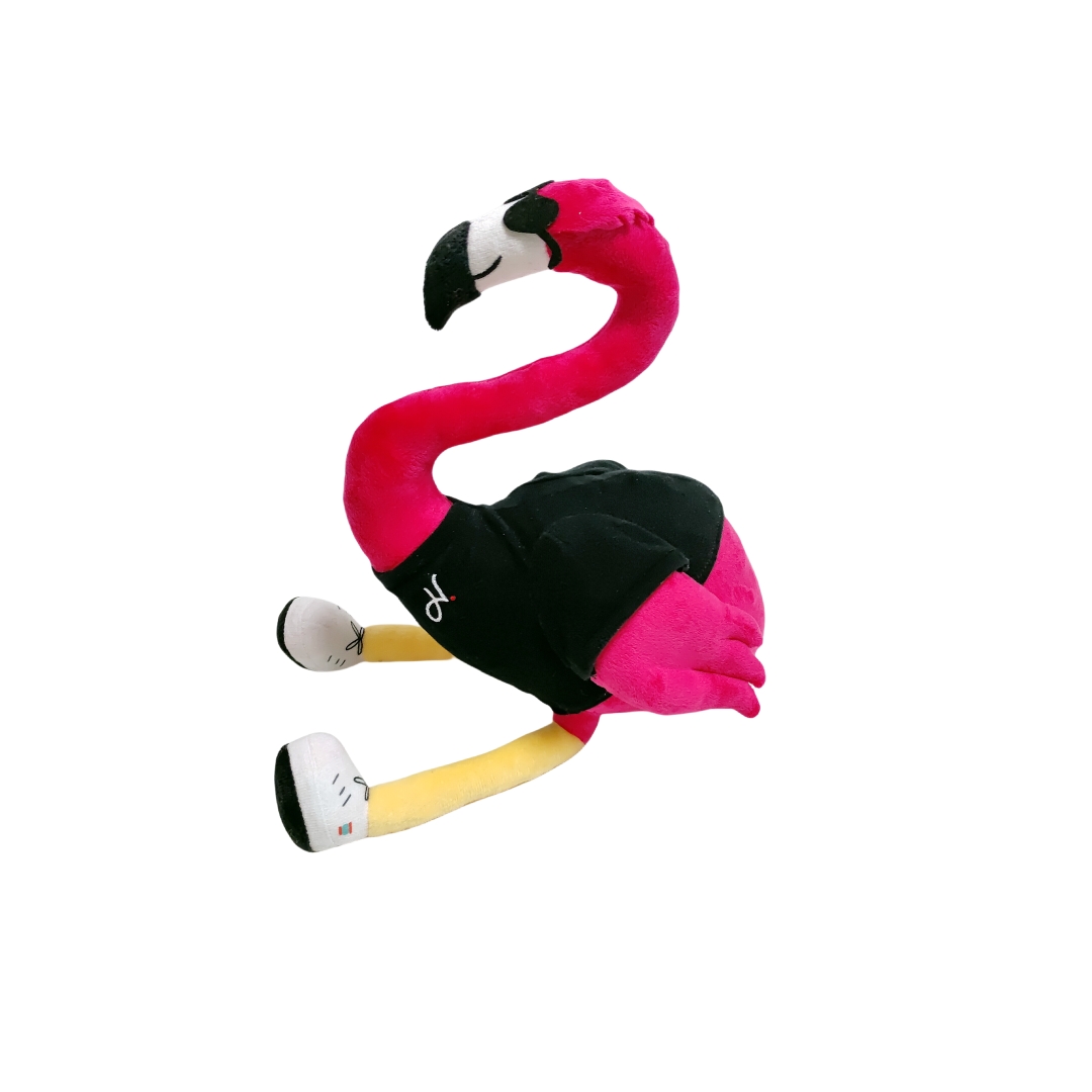 ပန်းရောင် Flamingo Plush Mascot အရုပ် စိတ်ကြိုက်တိရစ္ဆာန်လက်ဆောင် Soft CE ထည့်ထားသော အရုပ်များ
