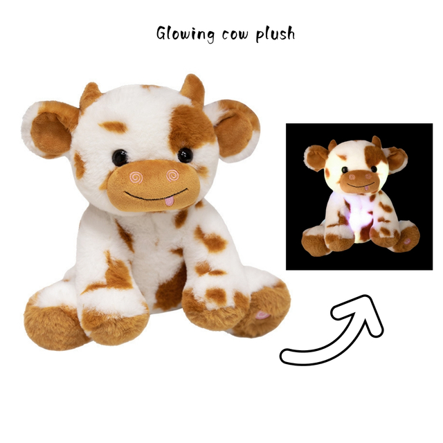 YD-BD034 Glowing Custom Cow Plush Plush Cadou pentru copii Custom cu LED