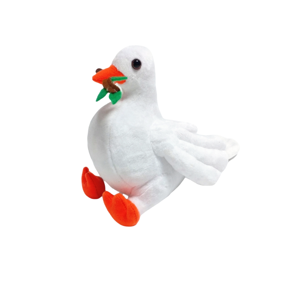 Pombo branco pel&uacute;cia paz p&aacute;ssaro macio brinquedo animal personalizado