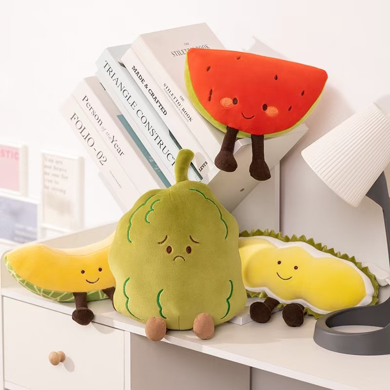 EN71 Plush leanbh plush cartúin líonta miongháire torthaí bréige linbh watermelon watermelon