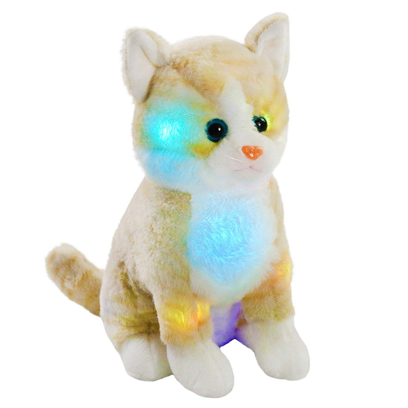LED-Licht, blinkende Katze, gef&uuml;llt, flauschig, weich, Pl&uuml;sch, Nacht-OEM-Spielzeug