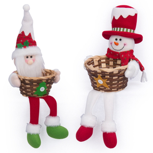 Table Dekorasyon Plush Stuffed Santa Claus Toy Doll Christmas Candy Basket