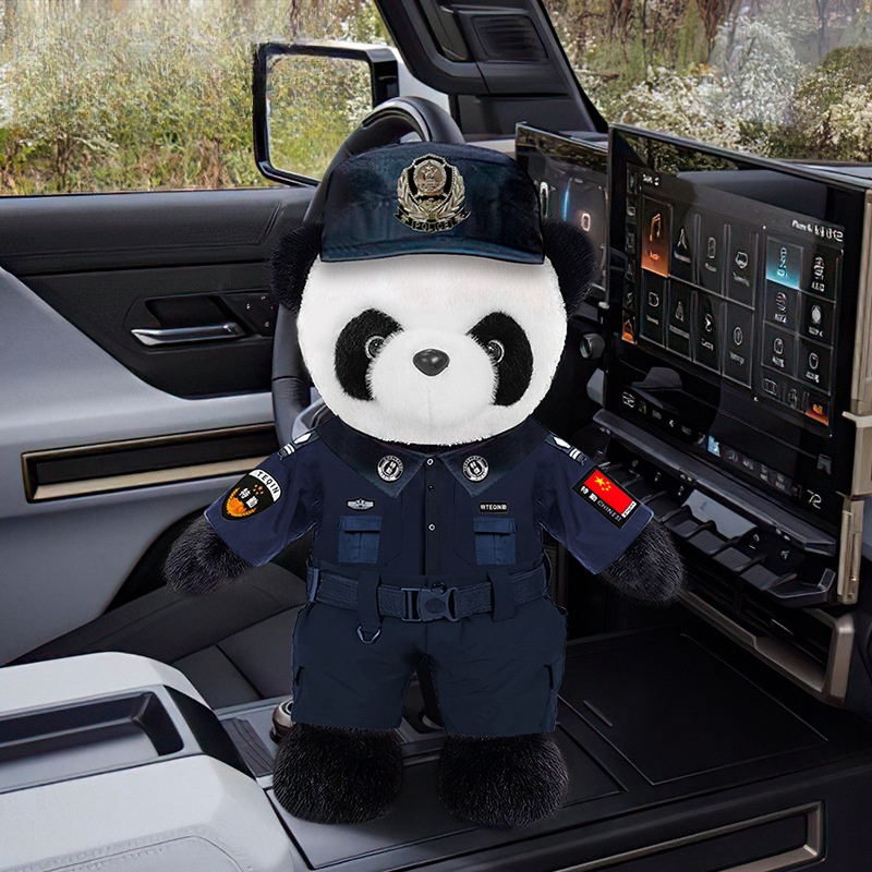 Aangepaste mascotte pluche gevulde schattige Swat Police Panda speelgoedpop met uniform
