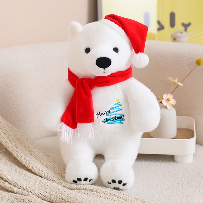 Presente de Natal de pel&uacute;cia recheado fofo urso polar boneco de brinquedo