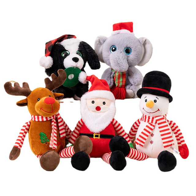 Natal Hot Toy Set Plush Stuffed Hewan Lucu Gajah Gajah Anjing Boneka Boneka