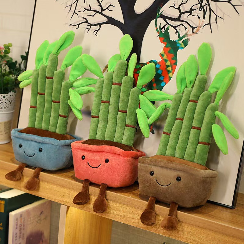 Zacht pluche gevuld knuffelig cartoon geluksbamboe planten speelgoedcadeau