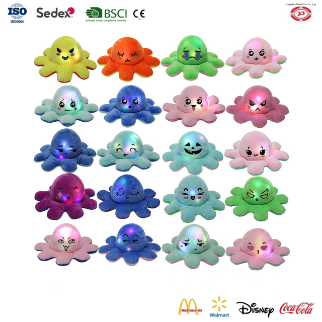 YD-BD032 LED luči Octopus Reversible Custom Plush Otrods Darila igrače