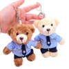 Llavero relleno felpa personalizado del juguete de la mu&ntilde;eca del oso de peluche de la polic&iacute;a de la historieta