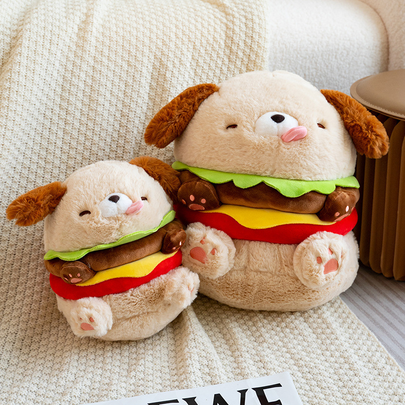 Creative Plush Stuffed Cartoon Cute Hamburger Dog Toy Doll