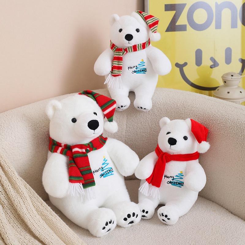 Presente de Natal de pel&uacute;cia recheado fofo urso polar boneco de brinquedo