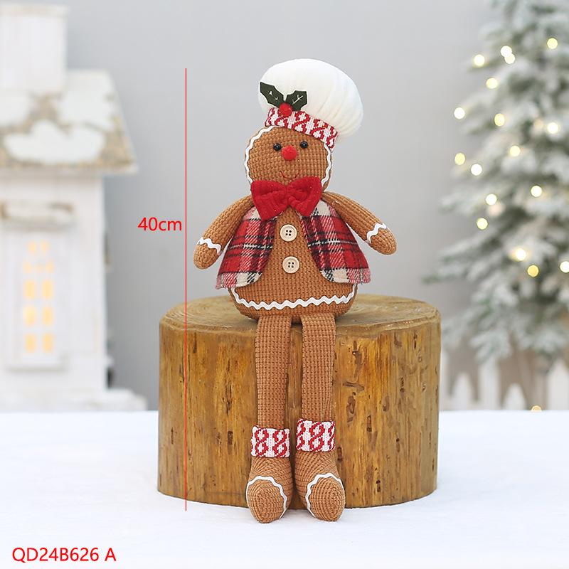 Սուրբ Ծննդյան պլյուշ լցոնված Cute Long Leg Gingerbread Man Cook Toy Doll