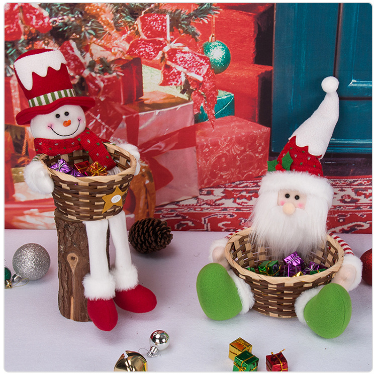 Maisi&uacute; T&aacute;bla Plush Stuffed Santa Claus Toy Doll Basket Candy Nollag
