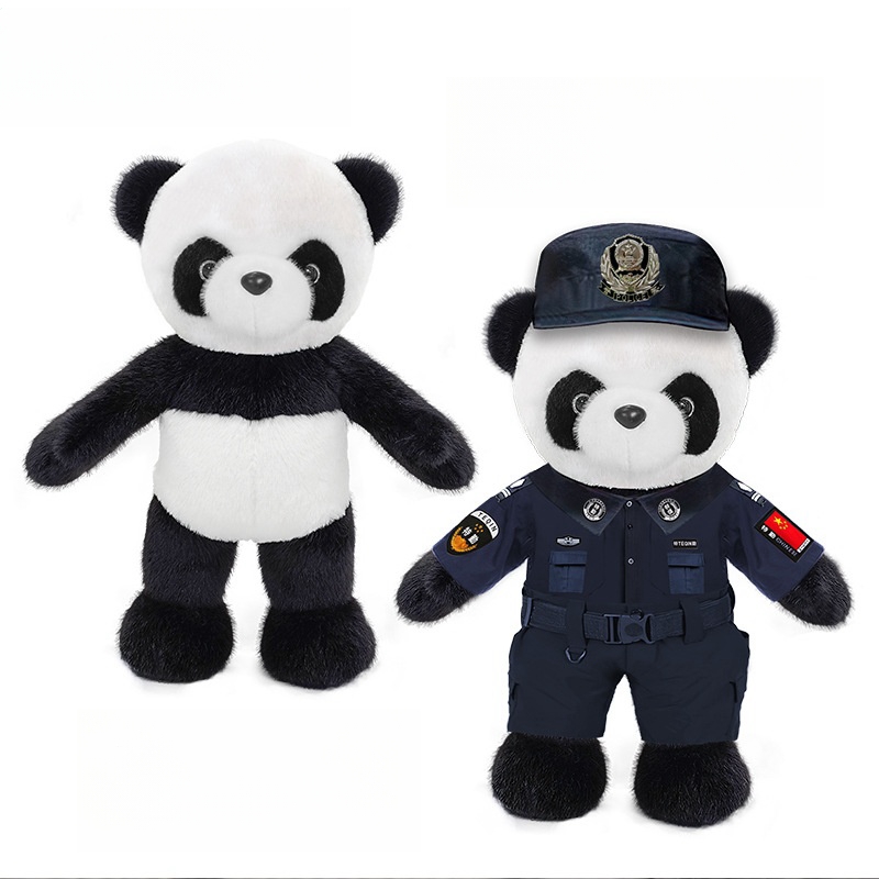 Custom Mascot Plush ตุ๊กตาน่ารัก Swat ตำรวจ Panda ของเล่นตุ๊กตาพร้อมชุด