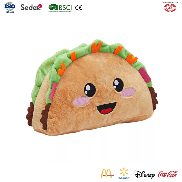 Taco Food Mexico Snack Snack Meft plišasti polnjeni nasmeh otroške igrače po meri