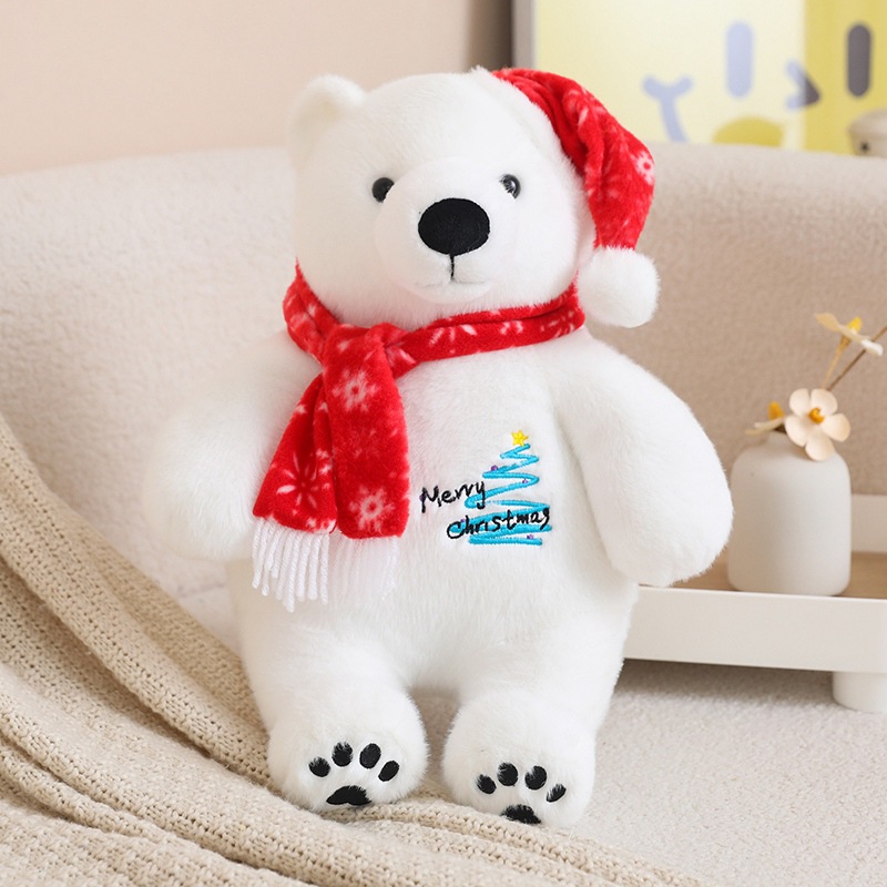 Presente de Natal de pel&uacute;cia recheado fofo urso polar boneco de brinquedo