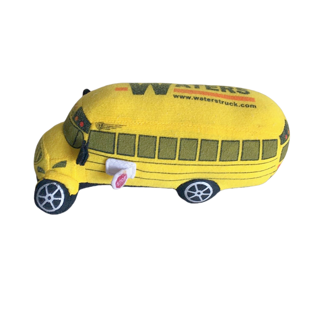 اسباب بازی های OEM نرم Shoolbus با طرح سفارشی به شکل ماشین مخمل دار چاپ شده زرد