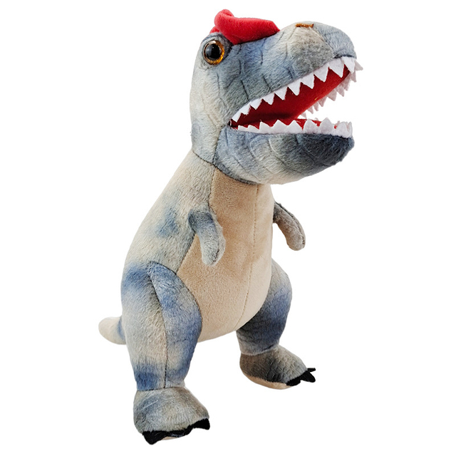 Blå plysch fylld simulerad dubbel krona dinosaurie leksakspresent dekoration