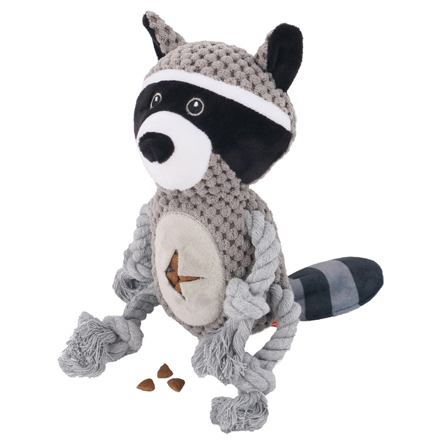 YD-BD019 Raccoon Custom Plush Dog Toy na may paglalaro ng pagkain