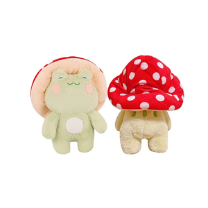 Padda Plush Toys 8 duim oulike padda met pienk sampioenhoed gevulde pop gelukbringer