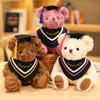 Aangepaste pluche gevulde zachte afstuderen teddybeer speelgoed pop student mascotte