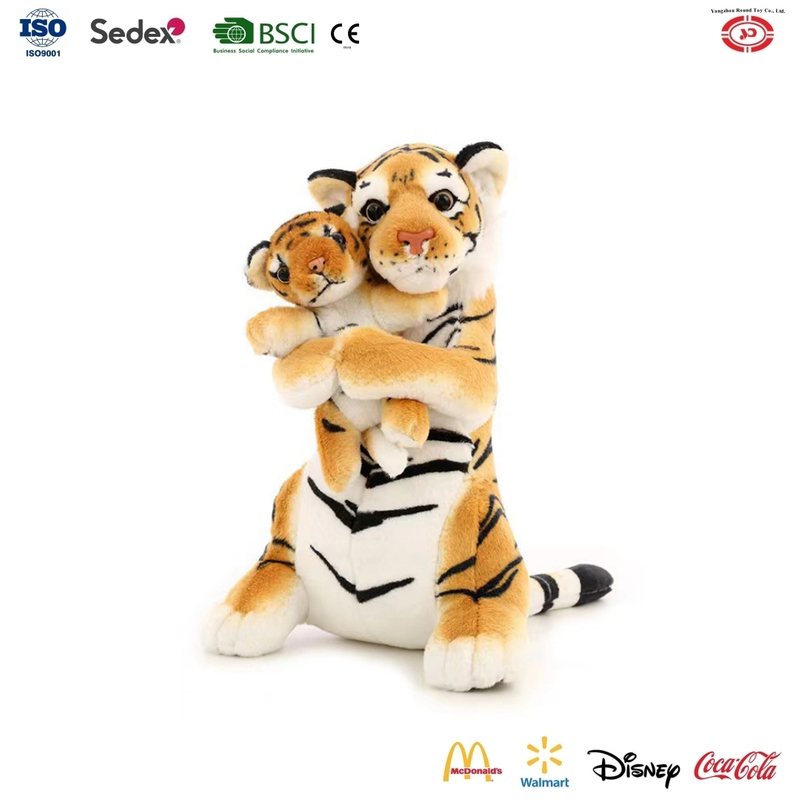 YD-BD065 மஞ்சள் புலி வன விலங்கு பட்டு கஸ்டம் சிமுலேஷன் பொம்மை Wth ஜோயி