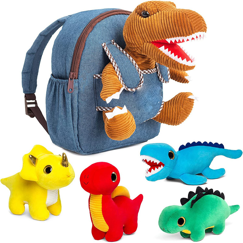 Custom Child Backpack Plush Stuffed Cartoon Dinosaur Shoulder Bag para sa Boy
