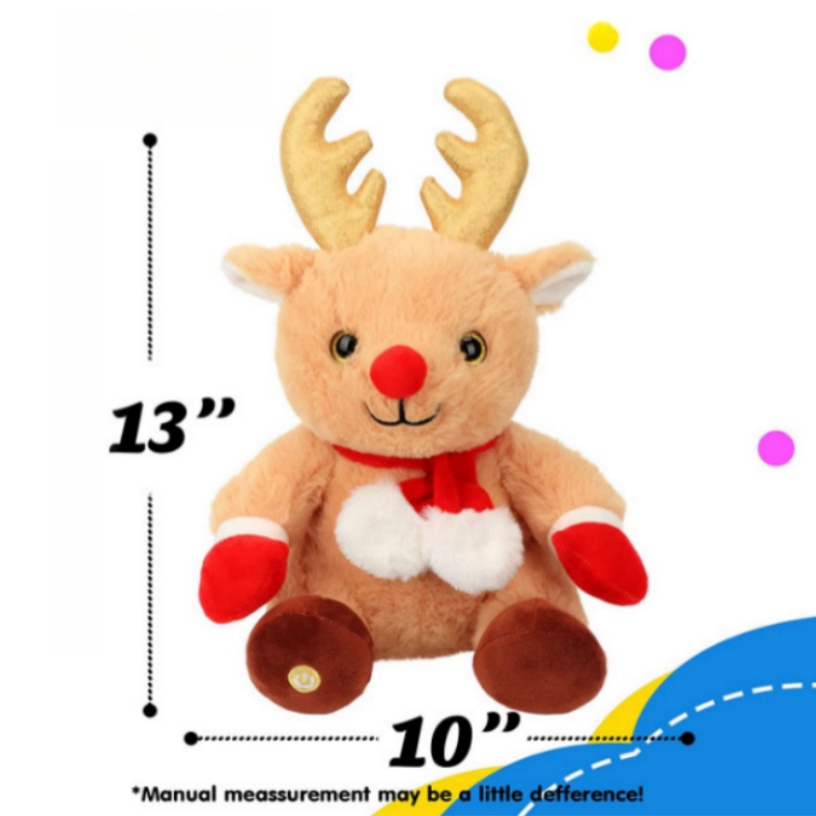 Br&eacute;ag&aacute;in Leictreacha Nollag Plush Doll Moose Stuffed le Solas faoi sti&uacute;ir