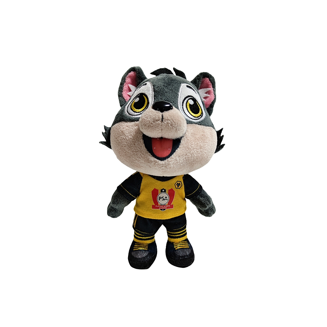 Juguetes bordados personalizados rellenos suaves del regalo de la felpa de la cara de la sonrisa del lobo gris