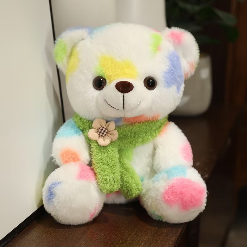 Brugerdefineret engros plys udstoppet farverig bamse leget&oslash;jsdukke