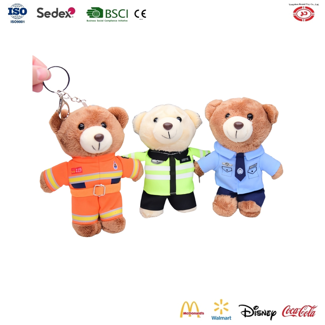 YD-BD076 Polisi Mini Teddy Bear Plush Gift Gift Keychain Toys