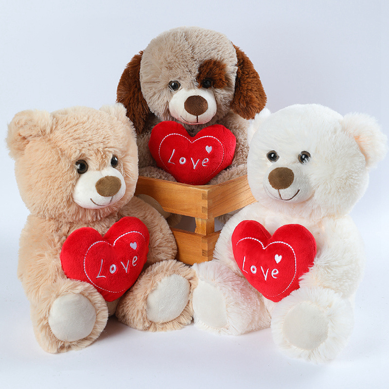 Պատվերով ծննդյան պլյուշ լցոնված մուլտֆիլմ Teddy Bear Dog Toy Doll