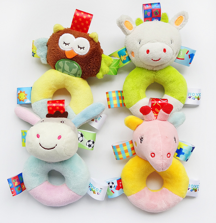 High Quality EN71 Baby Educational Toys Plush Stuffed Animal Bell Child Handheld Toy