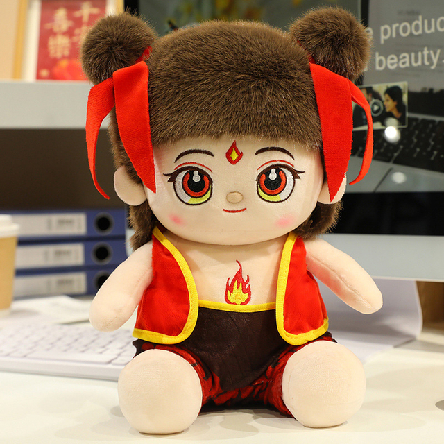 Nezha modig pojke plysch fylld tecknad filmfigur anpassad leksak