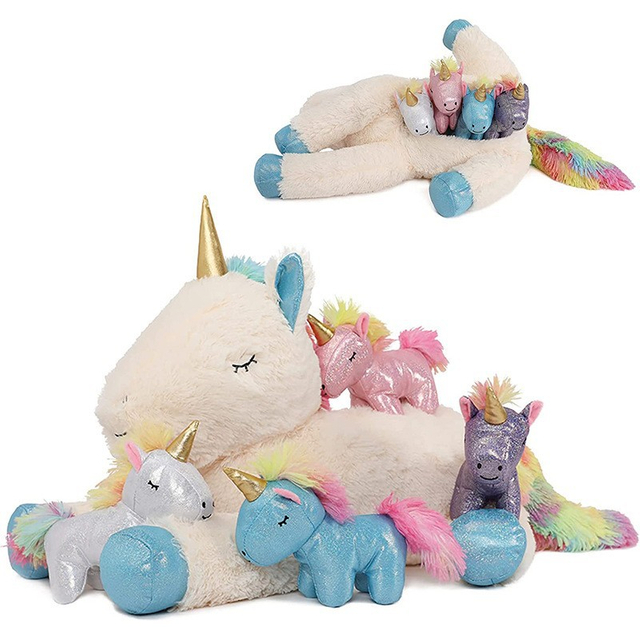 Cadeau de P&acirc;ques en gros peluche peluche licorne de dessin anim&eacute; jouet poup&eacute;e ensemble