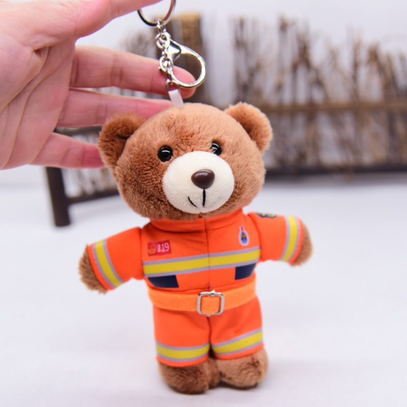 Widget relleno felpa personalizado del llavero del juguete del oso de peluche de la polic&iacute;a del 14cm
