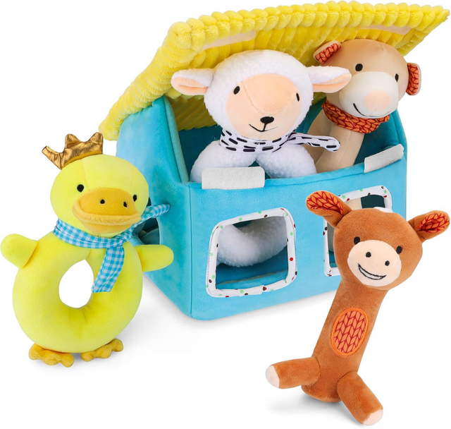 Maison en peluche en peluche avec animaux ensemble de jouets éducatifs bébé