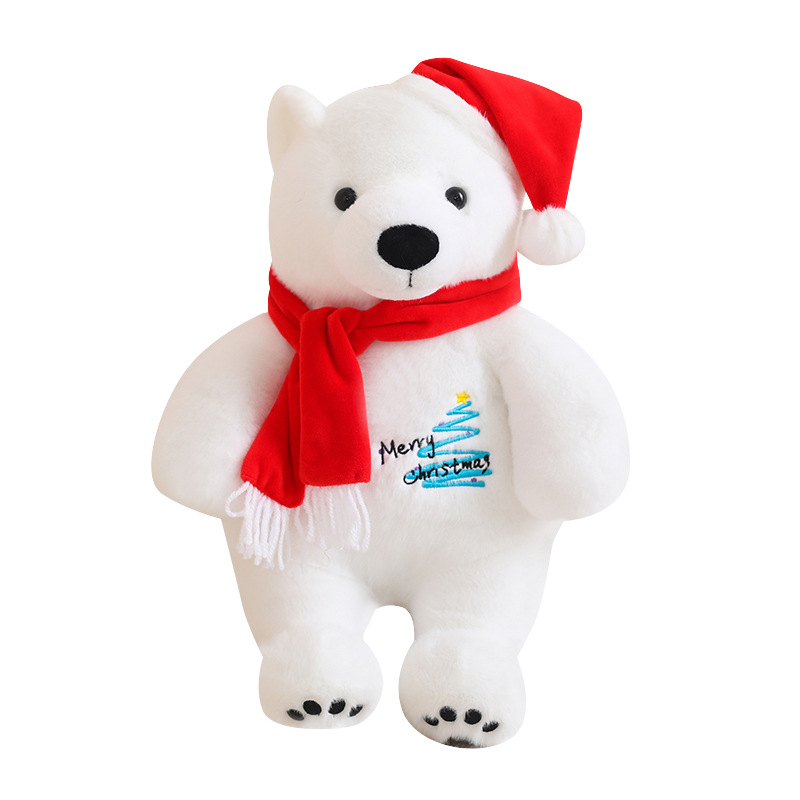 Presente de Natal de pel&uacute;cia recheado fofo urso polar boneco de brinquedo