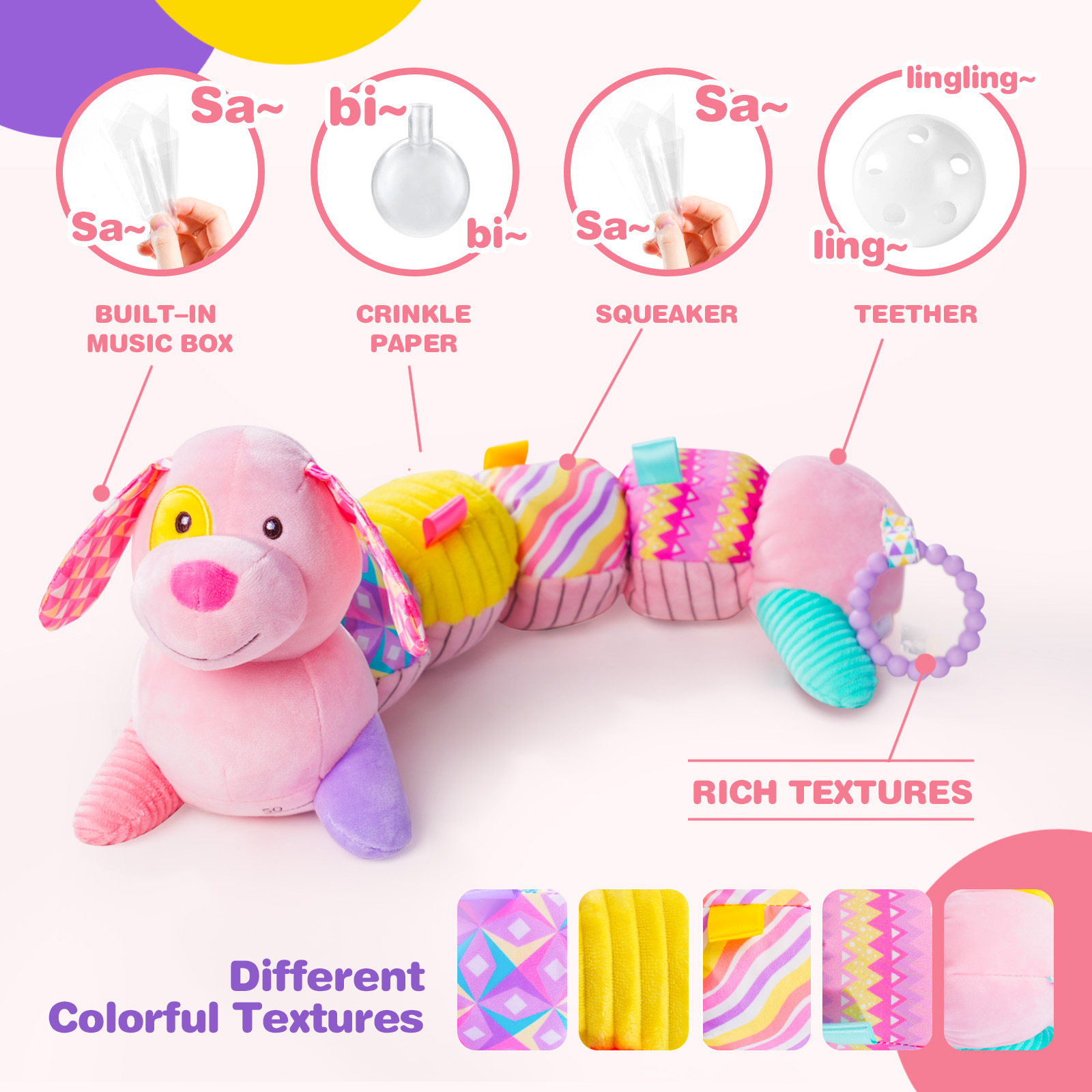 Creative Plush Electric Soft Pink Dog Baby Toy Papusa Cadou pentru copii