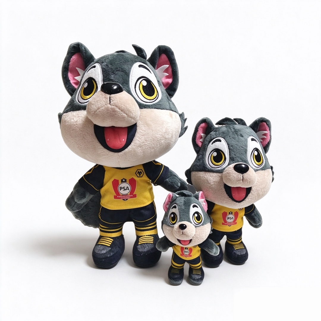 Peluche loup gris doux et souriant, cadeaux, mascotte, jouets animaux, vente en gros