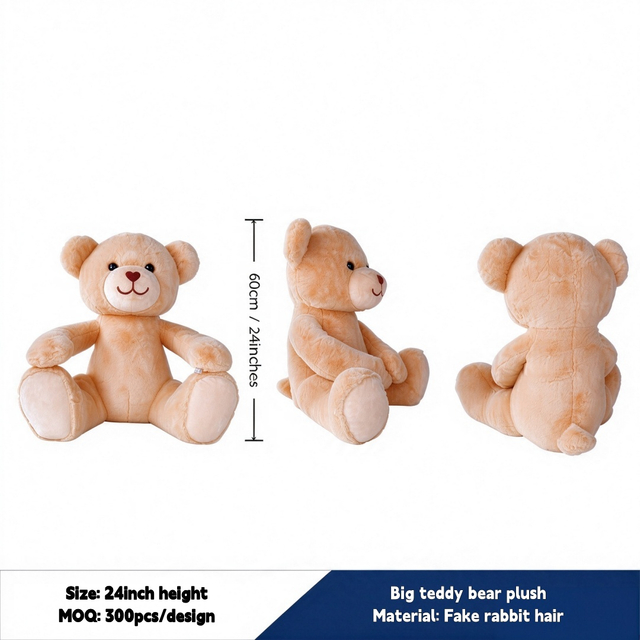 Stor plysch Nalle Fluffig Mjuk Anpassad Sittande Djur Partihandel Factory Barn presentleksaker