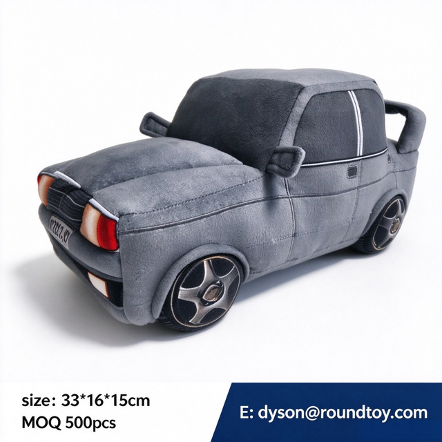 Grey Fancy Car Benz Brand Vehicle Soft Plush Stuffed Custom Factory Wholesale Toy Souvenir