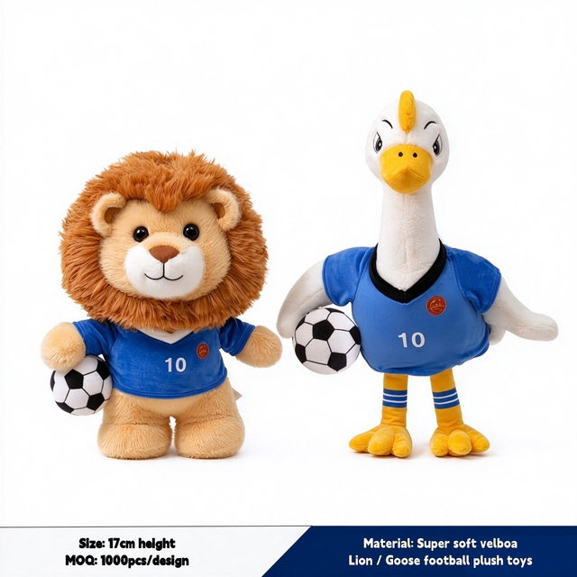 የእግር ኳስ ሊግ ጨዋታ Plush Lion Goose Mascot OEM Soft Animal Keychain የስጦታ መጫወቻዎች