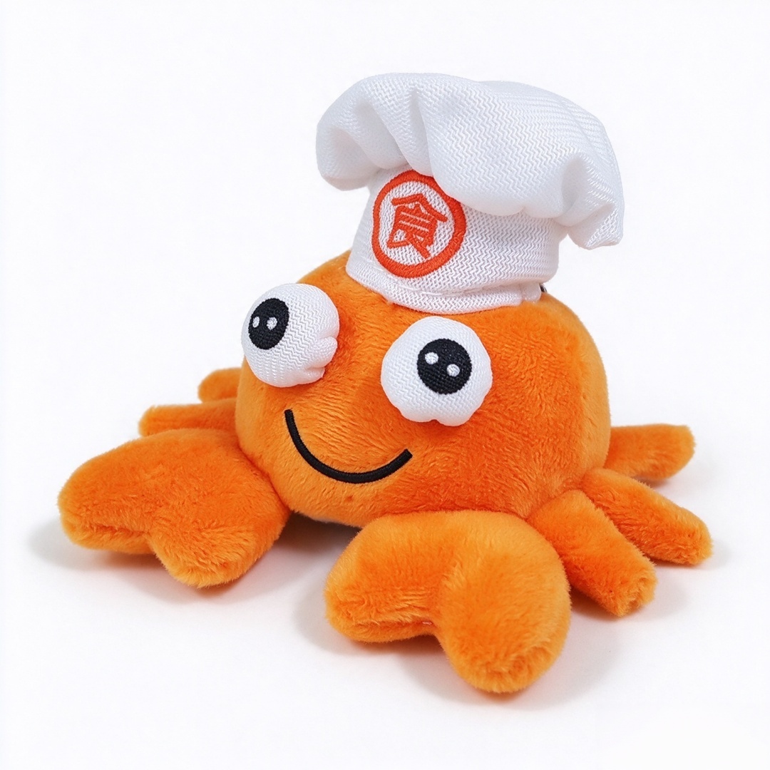 Brinquedos de chaveiro de caranguejo de chef ador&aacute;vel de pel&uacute;cia macio personalizado